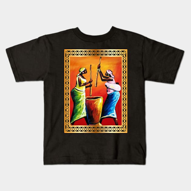 African Women Preparing Food, Black Historty Kids T-Shirt by dukito